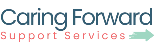 Caring Forward Support Services logo featuring a modern font and directional arrow